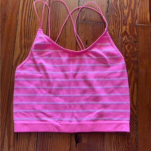#153 Women’s Like New No Boundaries Pink White Striped tank Top Medium worn once